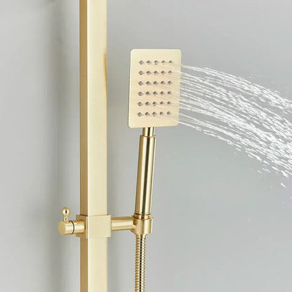 Modern gold wall mounted rain shower system kit bathroom 4-way mixer