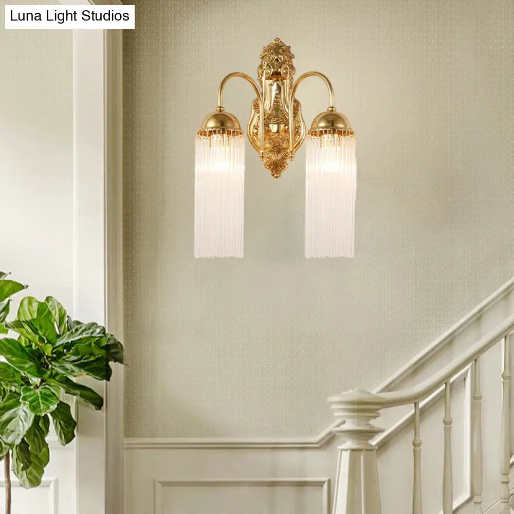 DecorBites™ Modern Gold Wall Sconce Lamp with Clear Crystal & Metal Gooseneck Arm - Tubular Corridor Lighting