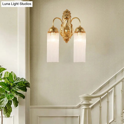 DecorBites™ Modern Gold Wall Sconce Lamp with Clear Crystal & Metal Gooseneck Arm - Tubular Corridor Lighting