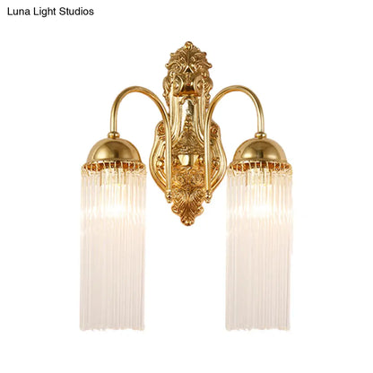 DecorBites™ Modern Gold Wall Sconce Lamp with Clear Crystal & Metal Gooseneck Arm - Tubular Corridor Lighting