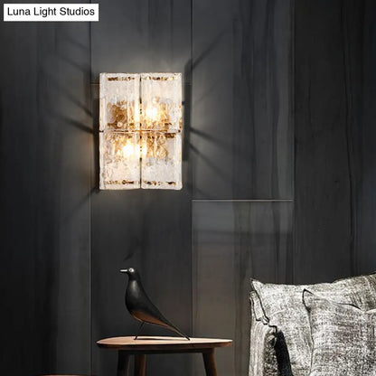 DecorBites™ Modern Gold Wall Sconce Light with Clear Water Glass Shade - 2 Lights for Bedroom