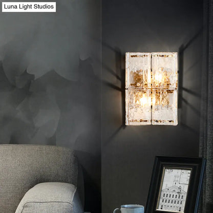 DecorBites™ Modern Gold Wall Sconce Light with Clear Water Glass Shade - 2 Lights for Bedroom