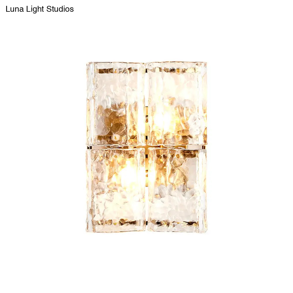 DecorBites™ Modern Gold Wall Sconce Light with Clear Water Glass Shade - 2 Lights for Bedroom
