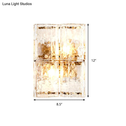 DecorBites™ Modern Gold Wall Sconce Light with Clear Water Glass Shade - 2 Lights for Bedroom