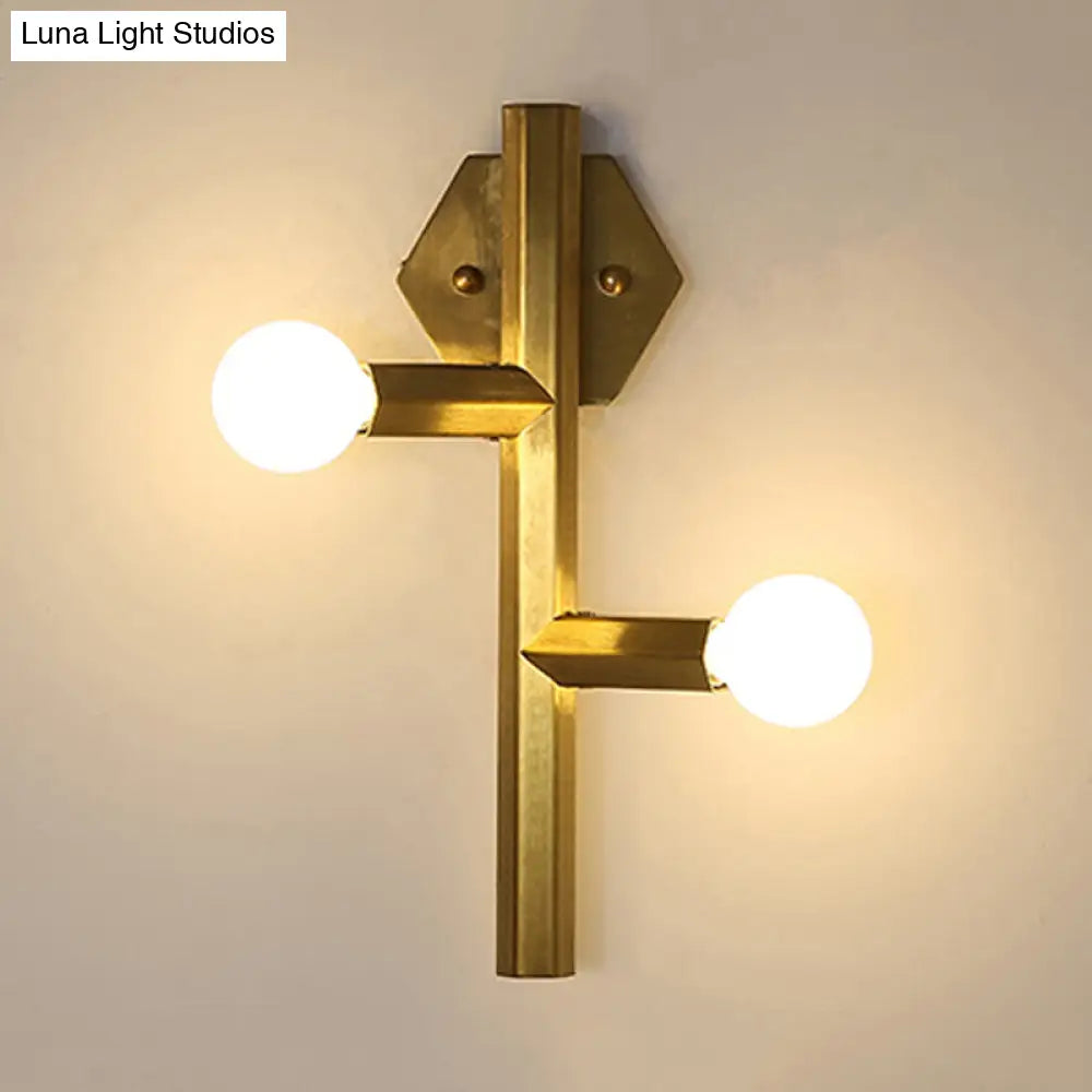DecorBites™ Modern Gold Wall Sconce with 2 Bulbs - Vertical Tube Corner Lamp