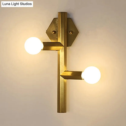 DecorBites™ Modern Gold Wall Sconce with 2 Bulbs - Vertical Tube Corner Lamp