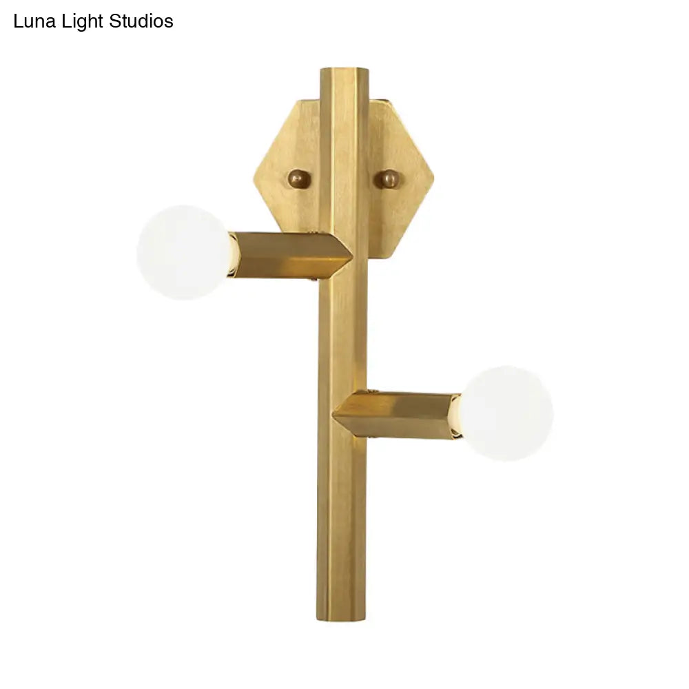 DecorBites™ Modern Gold Wall Sconce with 2 Bulbs - Vertical Tube Corner Lamp