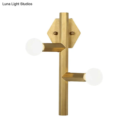 DecorBites™ Modern Gold Wall Sconce with 2 Bulbs - Vertical Tube Corner Lamp