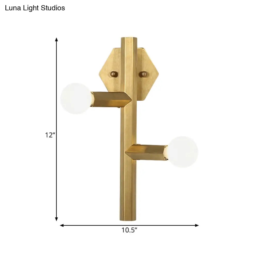 DecorBites™ Modern Gold Wall Sconce with 2 Bulbs - Vertical Tube Corner Lamp