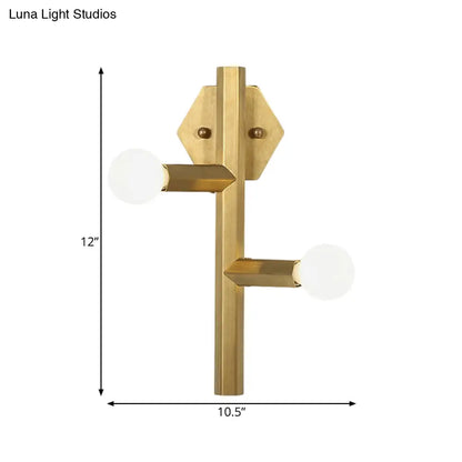 DecorBites™ Modern Gold Wall Sconce with 2 Bulbs - Vertical Tube Corner Lamp