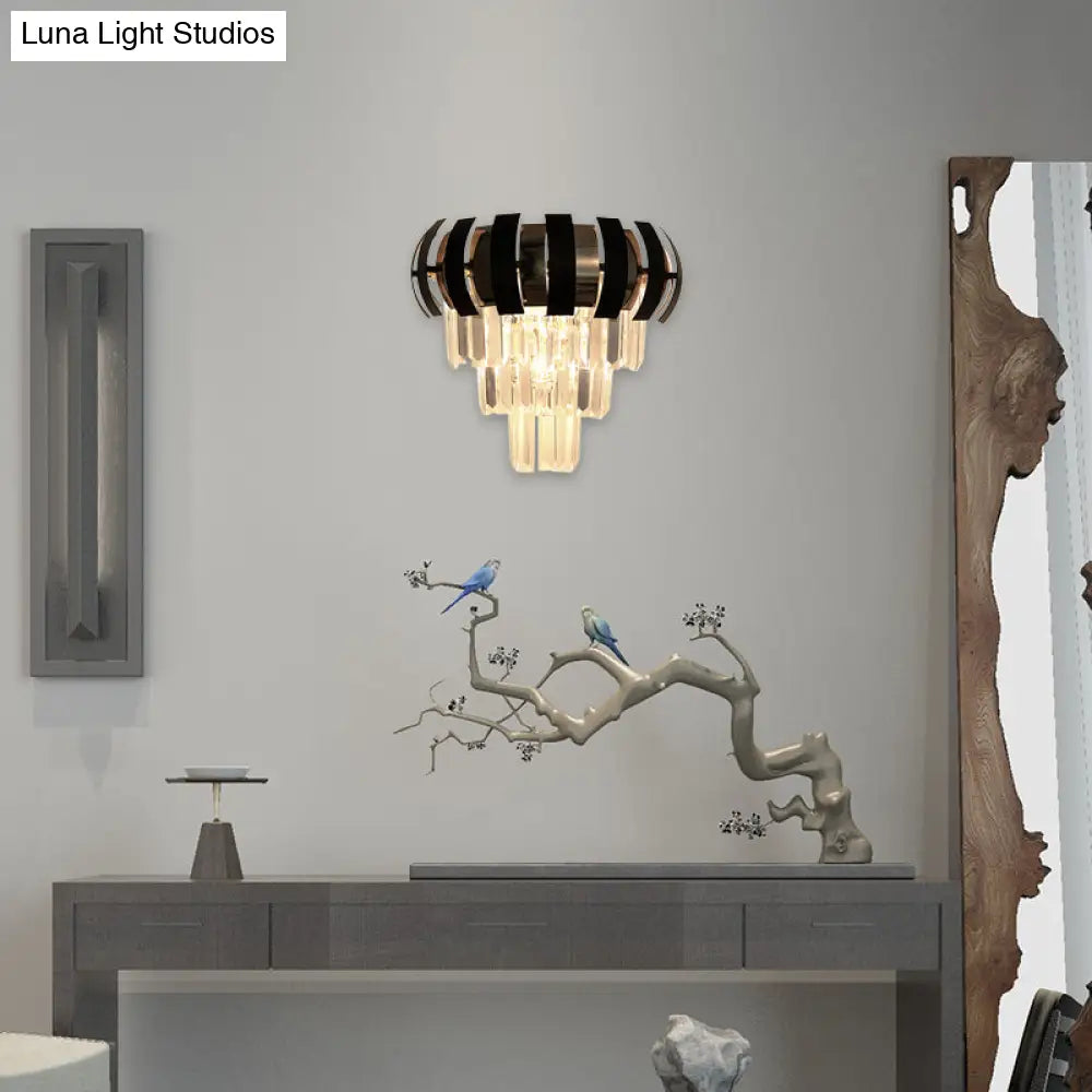 DecorBites™ Modern Gold Wall Sconce with Clear Crystal Layered Bulbs - Corridor Lighting Fixture
