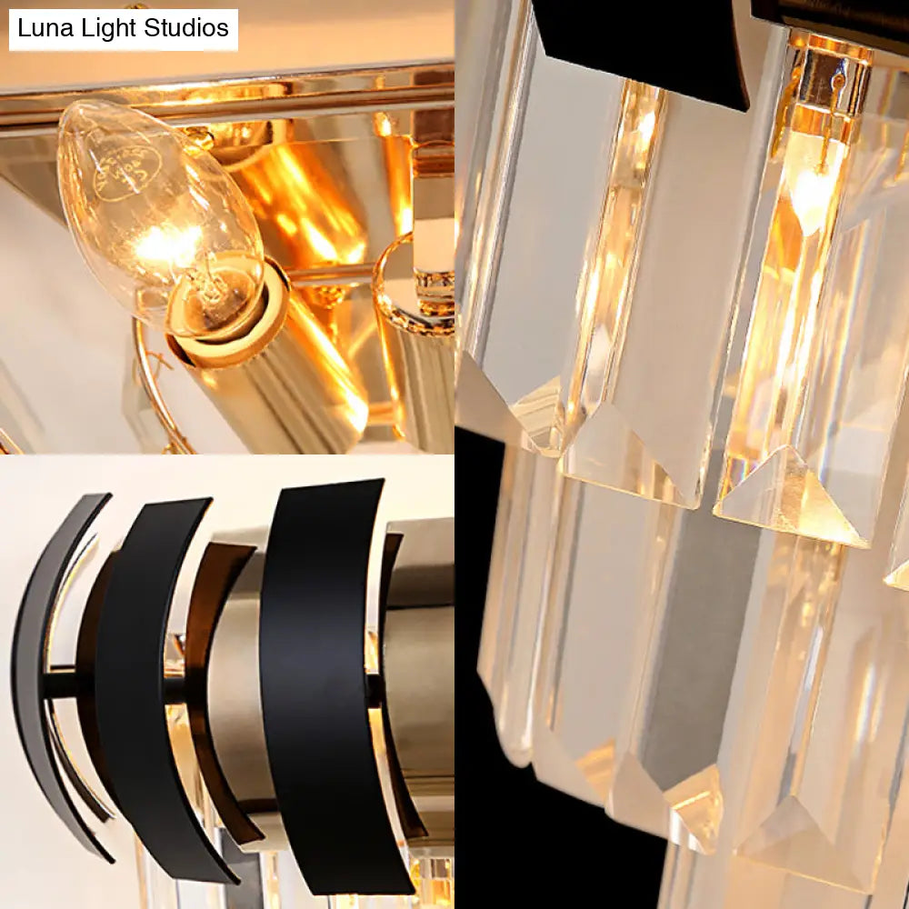 DecorBites™ Modern Gold Wall Sconce with Clear Crystal Layered Bulbs - Corridor Lighting Fixture