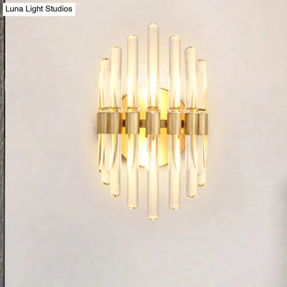 Modern gold wall sconce with clear crystal – living room light