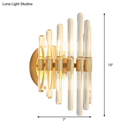 Modern gold wall sconce with clear crystal – living room light