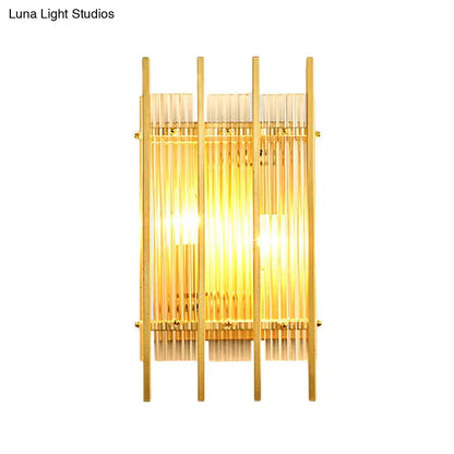 Modern gold wall sconce with clear crystal rods for hallways