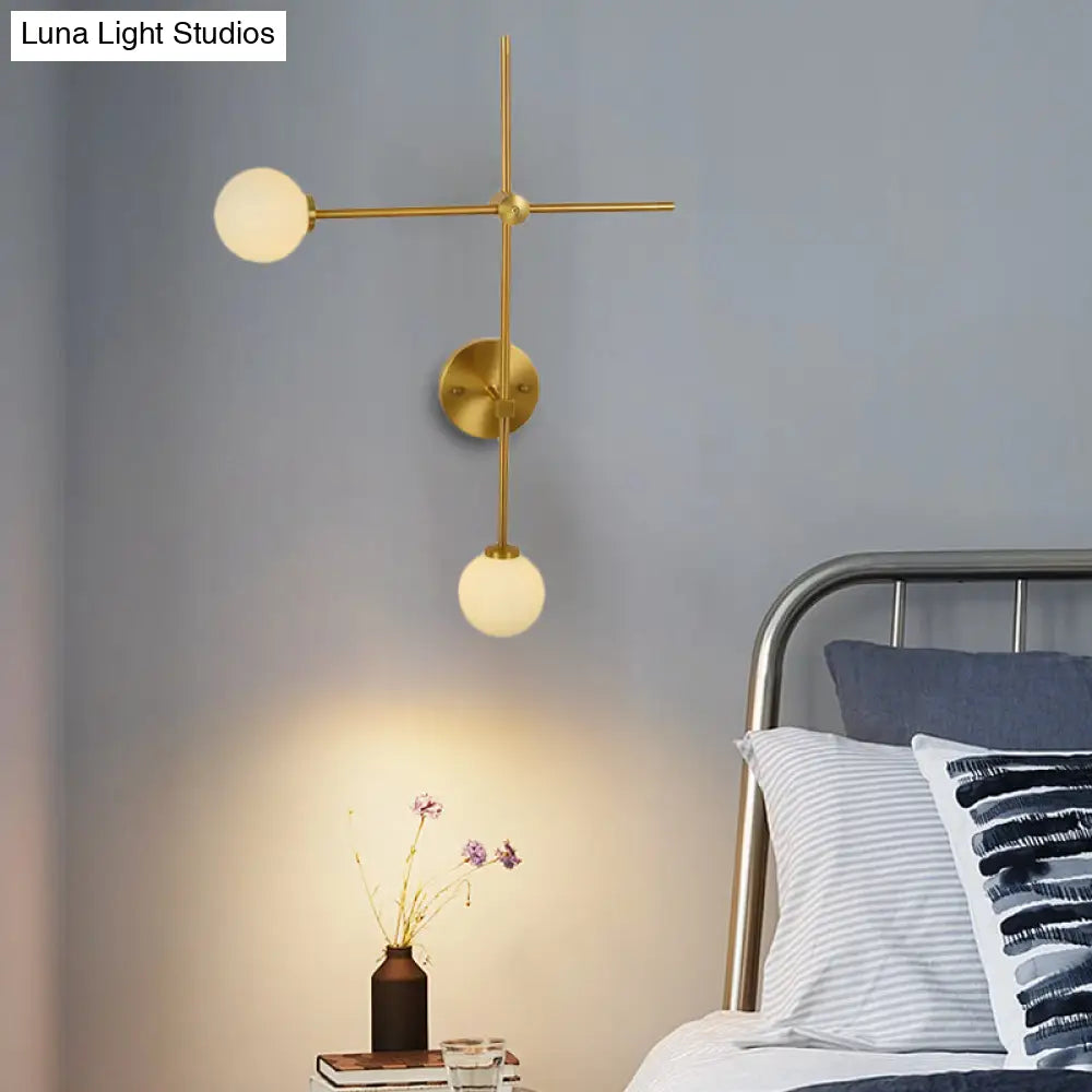 DecorBites™ Modern Gold Wall Sconce with Closed Glass and 2 Lights