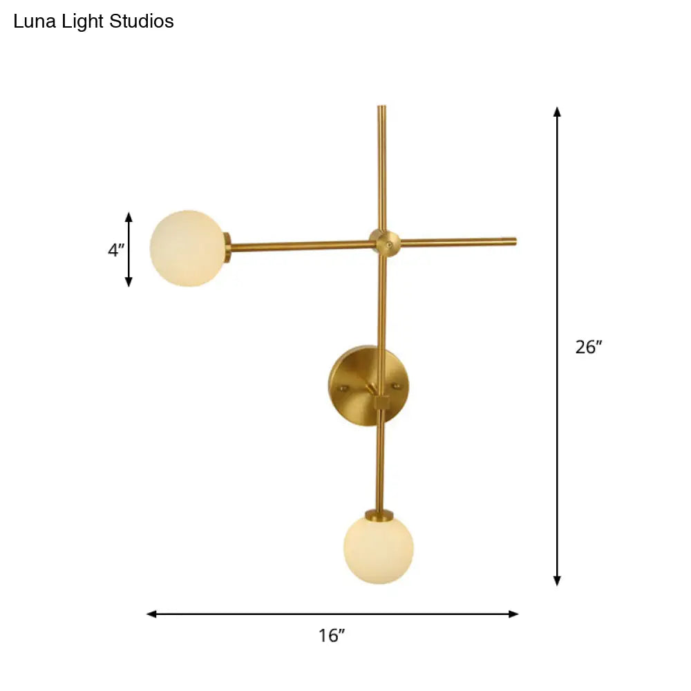 DecorBites™ Modern Gold Wall Sconce with Closed Glass and 2 Lights