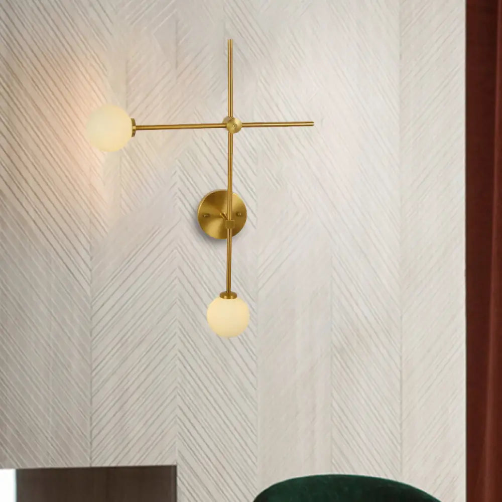 DecorBites™ Modern Gold Wall Sconce with Closed Glass and 2 Lights