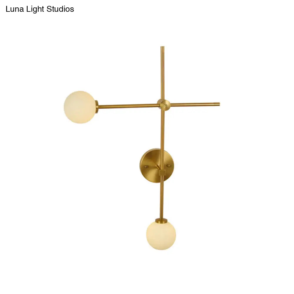 DecorBites™ Modern Gold Wall Sconce with Closed Glass and 2 Lights