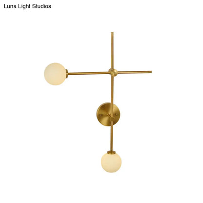 DecorBites™ Modern Gold Wall Sconce with Closed Glass and 2 Lights