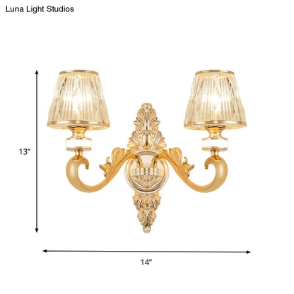 DecorBites™ Modern Gold Wall Sconce with Crystal Cone Shade - Bedside/Room Fixture