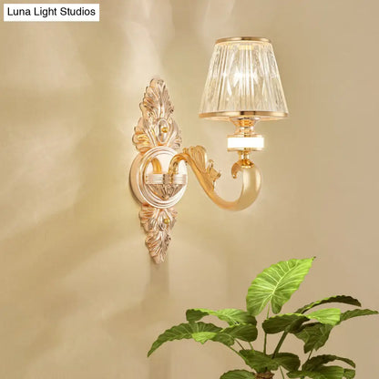 DecorBites™ Modern Gold Wall Sconce with Crystal Cone Shade - Bedside/Room Fixture