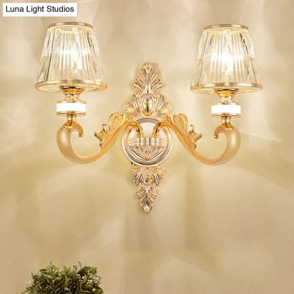 DecorBites™ Modern Gold Wall Sconce with Crystal Cone Shade - Bedside/Room Fixture