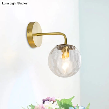 DecorBites™ Modern Gold Wall Sconce with Globe Shade: Hammered Glass, 1 Light Living Room Candle Lamp