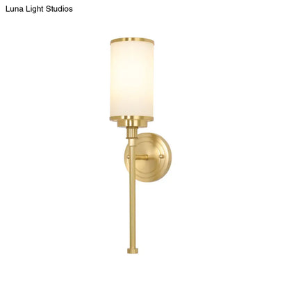 DecorBites™ Modern Gold Wall Sconce with Milky Glass Shade - 1-Head Living Room Wall Mounted Lamp