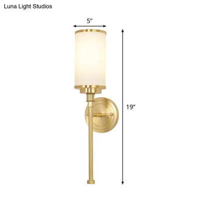 DecorBites™ Modern Gold Wall Sconce with Milky Glass Shade - 1-Head Living Room Wall Mounted Lamp