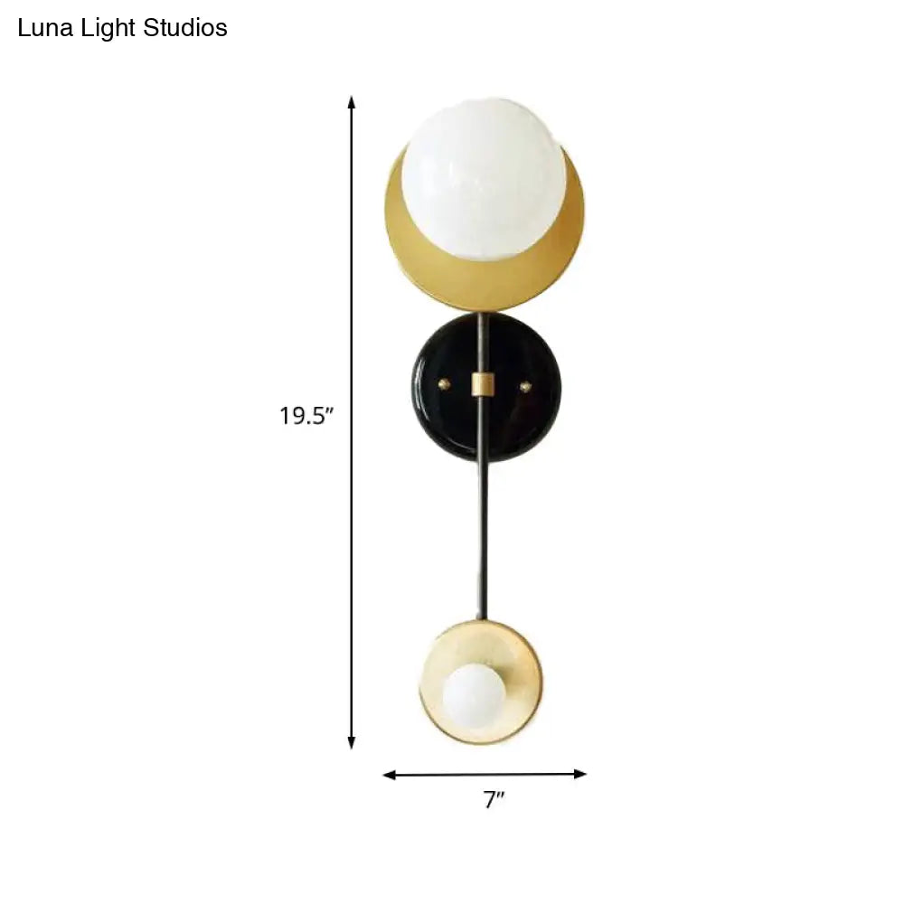 DecorBites™ Modern Gold Wall Sconce with Opal Glass Shade - 2 Lights Bulb Lamp