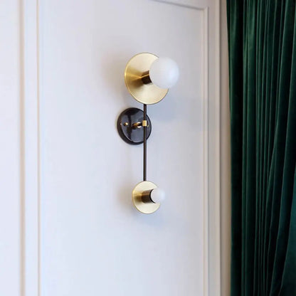 DecorBites™ Modern Gold Wall Sconce with Opal Glass Shade - 2 Lights Bulb Lamp