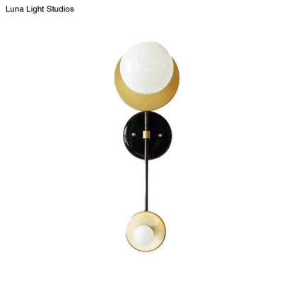 DecorBites™ Modern Gold Wall Sconce with Opal Glass Shade - 2 Lights Bulb Lamp