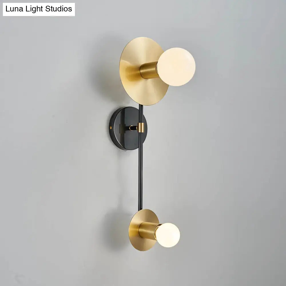 DecorBites™ Modern Gold Wall Sconce with Opal Glass Shade - 2 Lights Bulb Lamp