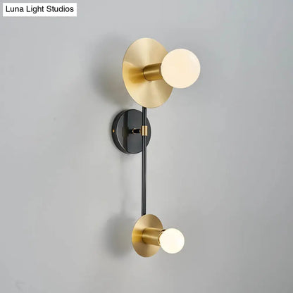DecorBites™ Modern Gold Wall Sconce with Opal Glass Shade - 2 Lights Bulb Lamp