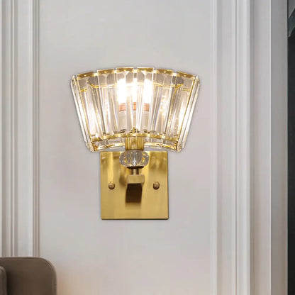 DecorBites™ Modern Gold Wall Sconce with Trapezoid Crystal Blocks