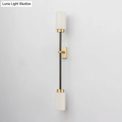 DecorBites™ Modern Gold Wall Sconce with White Glass Shade - 2-Head Living Room Lamp