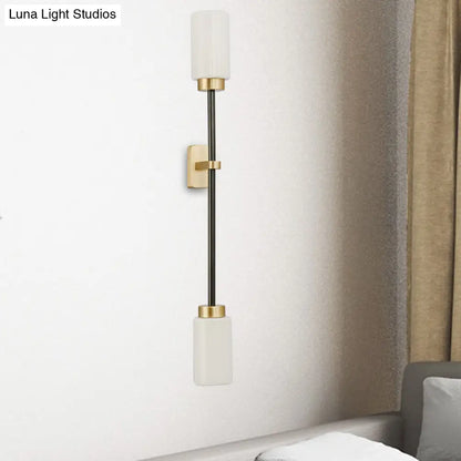 DecorBites™ Modern Gold Wall Sconce with White Glass Shade - 2-Head Living Room Lamp
