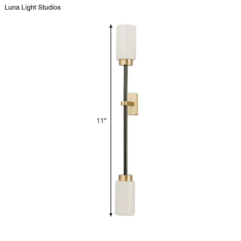 DecorBites™ Modern Gold Wall Sconce with White Glass Shade - 2-Head Living Room Lamp