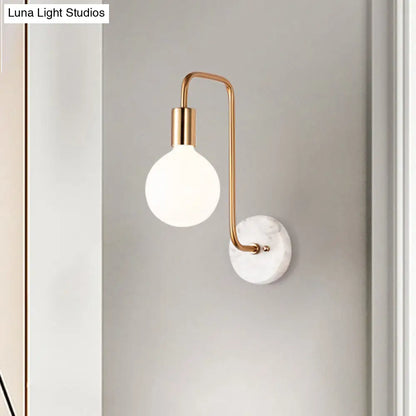 DecorBites™ Modern Gold Wall Sconce with White Glass Shade – Bedroom Light Fixture