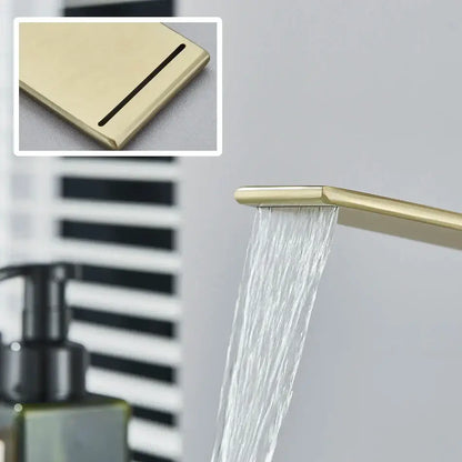 Modern gold waterfall basin faucet bathroom brushed metal tap