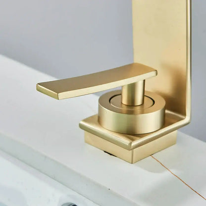 Modern gold waterfall basin faucet bathroom brushed metal tap