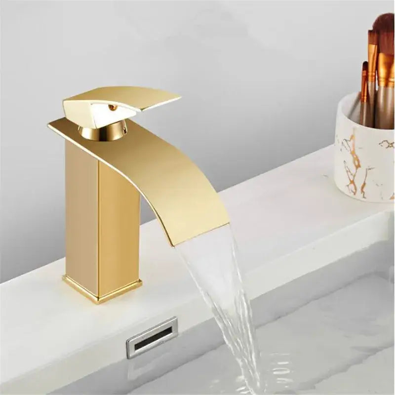 Modern gold waterfall basin faucet bathroom mixer tap