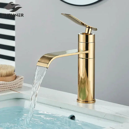 Modern gold waterfall basin faucet bathroom mixer tap