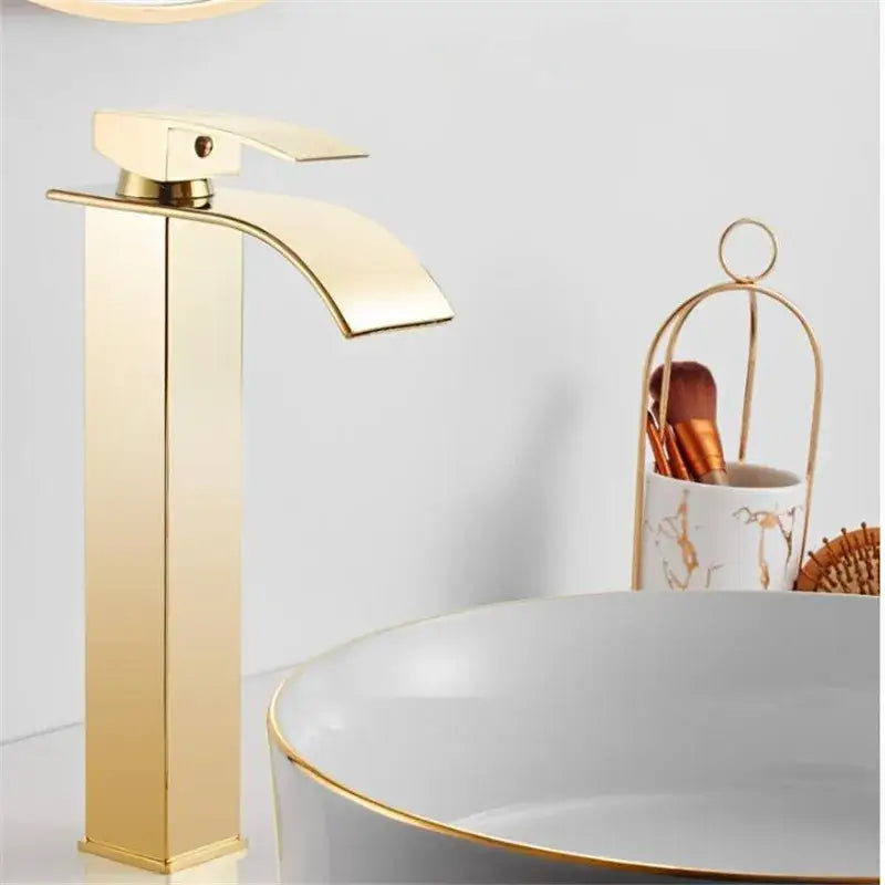 Modern gold waterfall basin faucet bathroom mixer tap