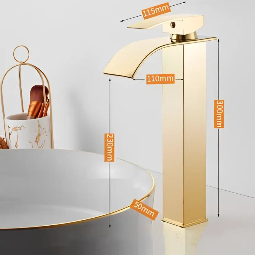 Modern gold waterfall basin faucet bathroom mixer tap