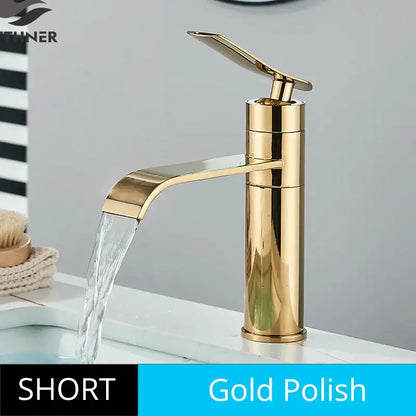 Modern gold waterfall basin faucet bathroom mixer tap