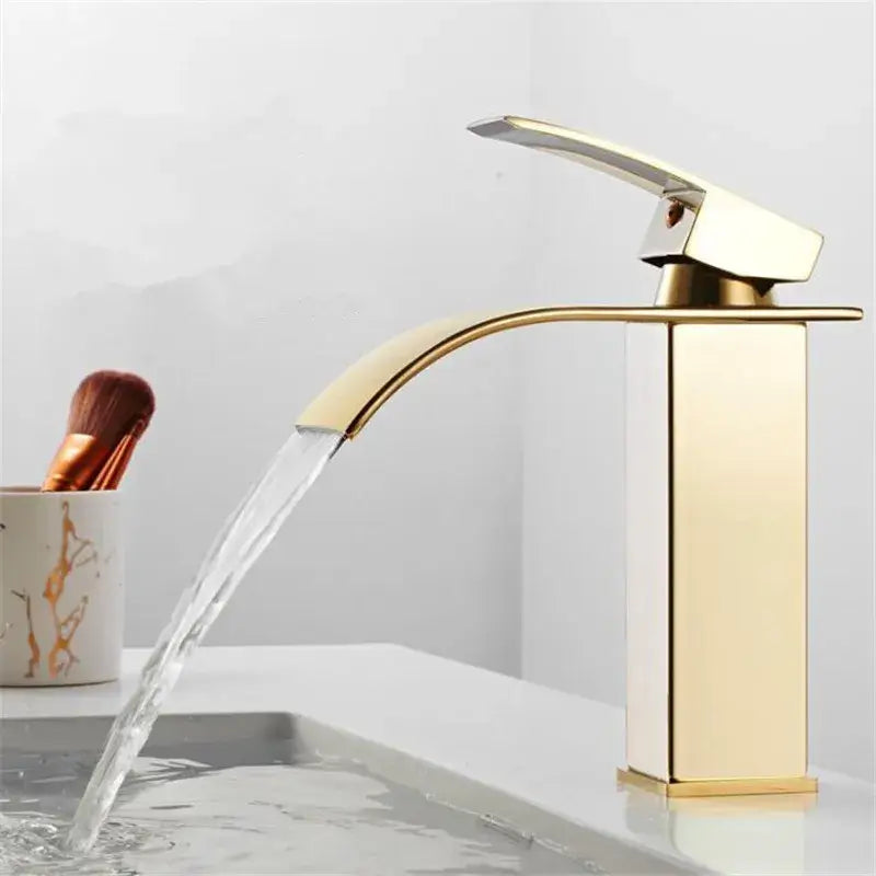 Modern gold waterfall basin faucet bathroom mixer tap