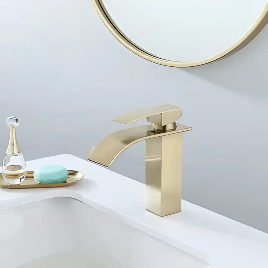 Modern gold waterfall basin faucet bathroom mixer tap