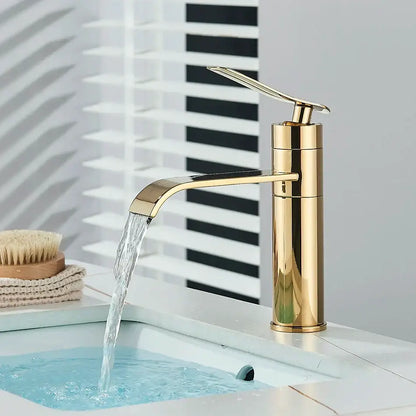 Modern gold waterfall basin faucet bathroom mixer tap